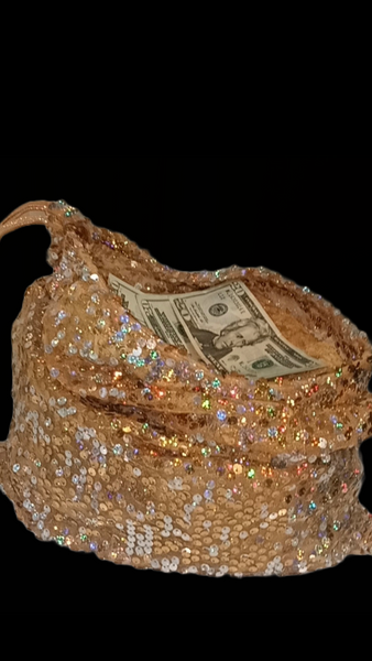 Sac d'argent à paillettes dorées