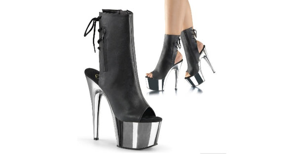 Black/Chrome Ankle Boots