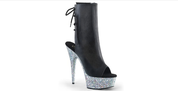 Black Glitter Ankle Boots